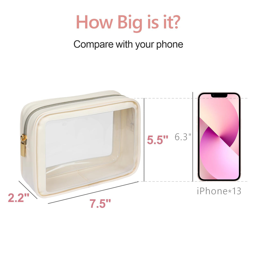PACKISM Clear Makeup Bag 3 Medium details highlight reinforced seams and metal zipper.