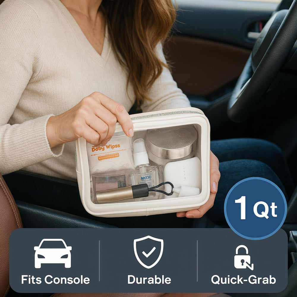 PACKISM Clear Makeup Bag 3 Medium open view demonstrates flexible PVC construction.