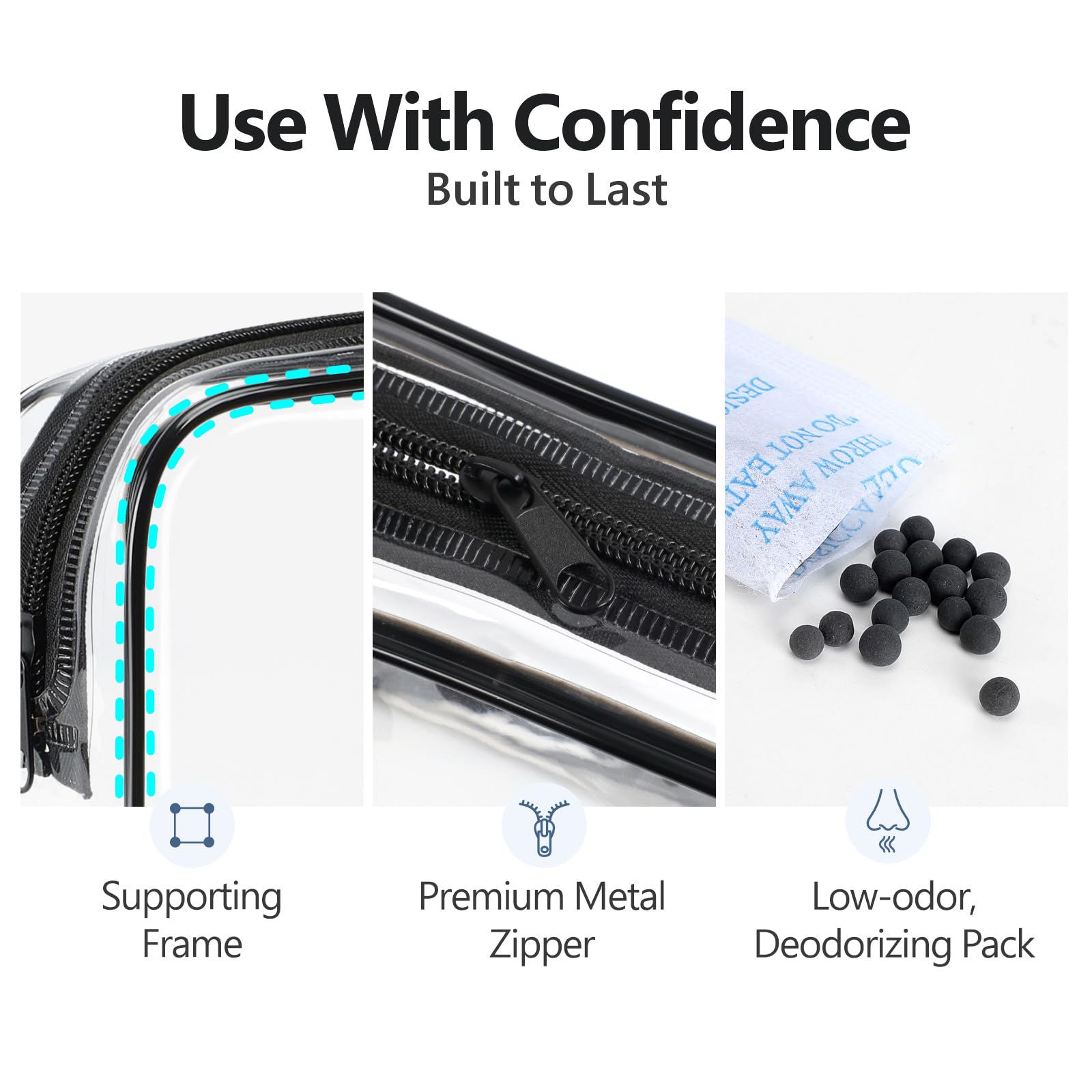 Packism quart-size bag fits travel-sized essentials for carry-on convenience.
