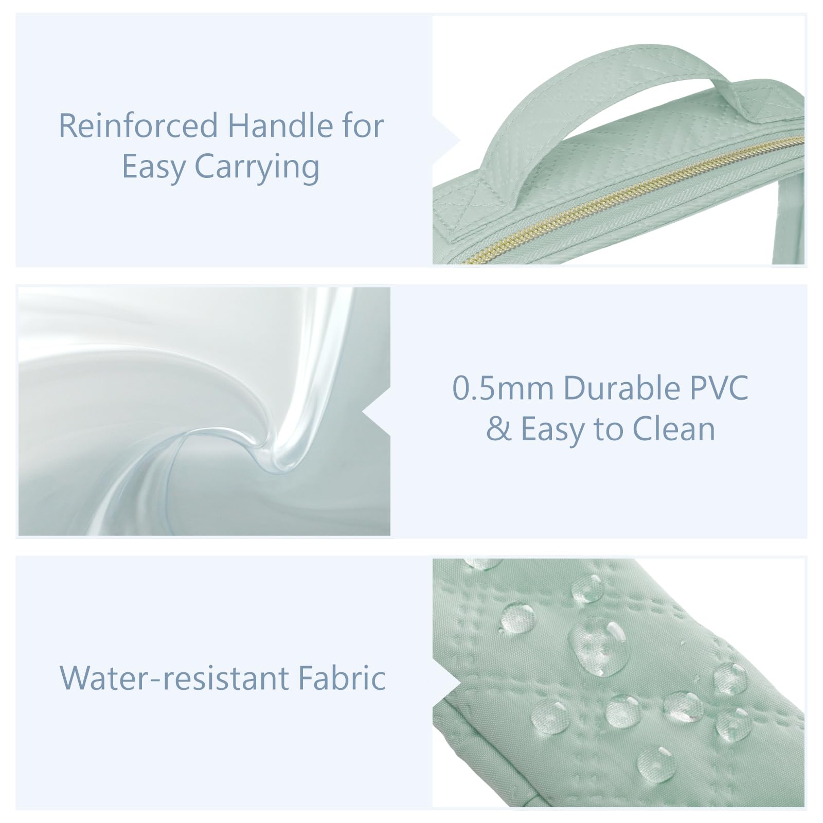 PACKISM zip-around clear makeup bag opens fully for quick access.