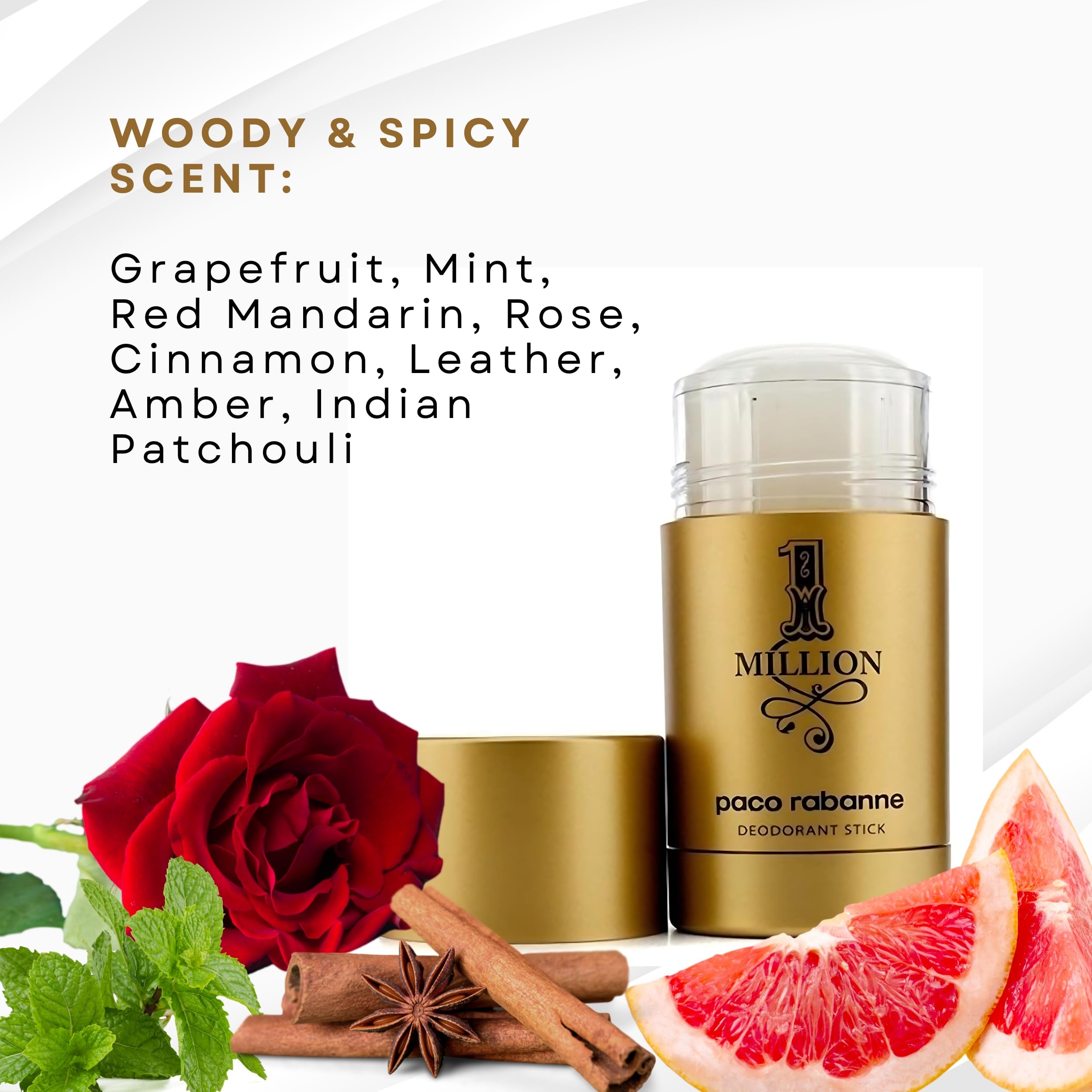 Paco Rabanne 1 Million deodorant label details highlighting premium branding.