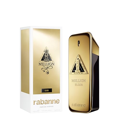 Paco Rabanne 1 Million Elixir bottle side view highlights bold profile for day-to-night wear.