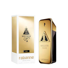 Paco Rabanne 1 Million Elixir bottle side view highlights bold profile for day-to-night wear.