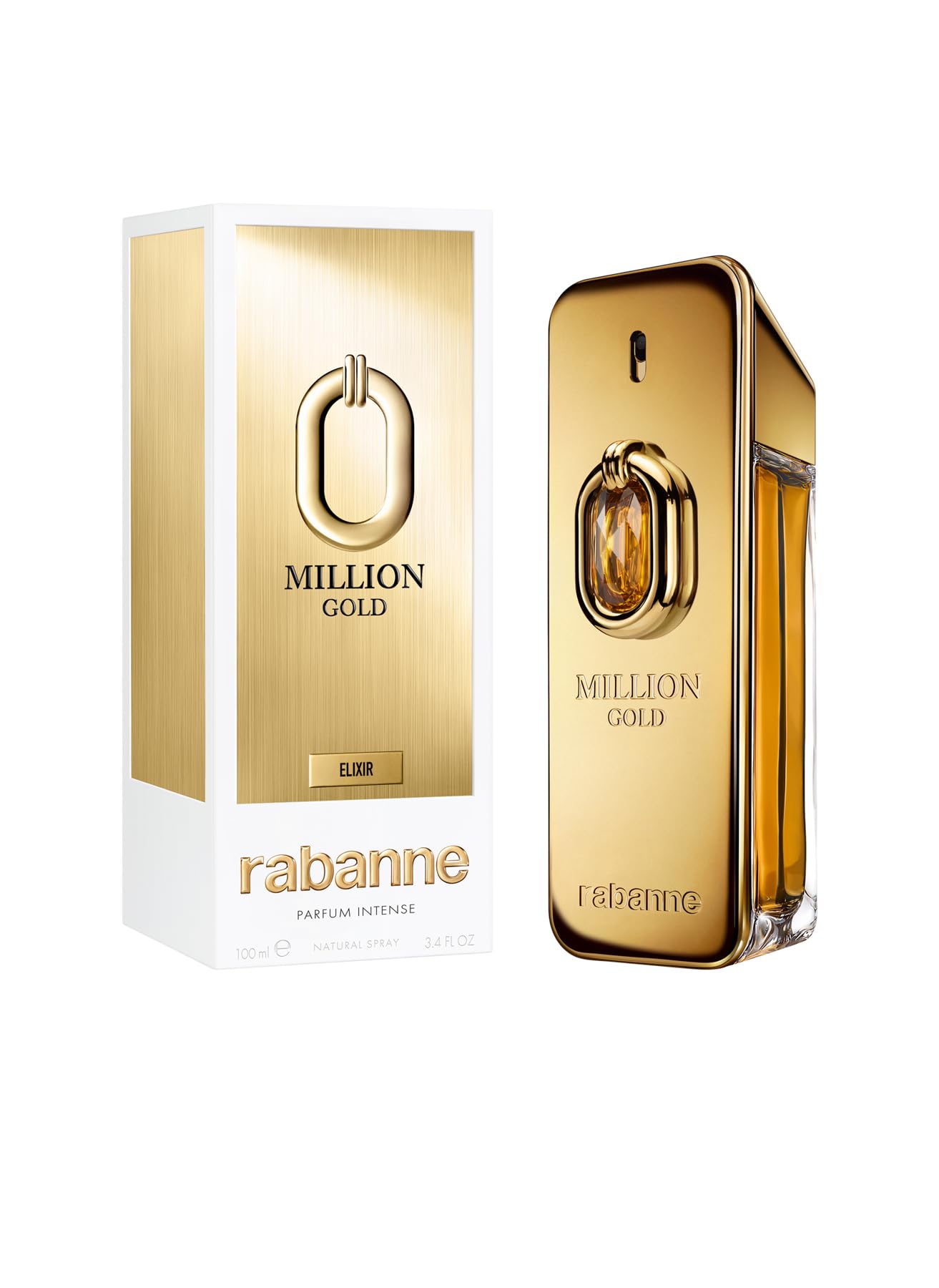 Paco Rabanne 1 Million Gold Elixir Intense packaging box showcases opulent presentation