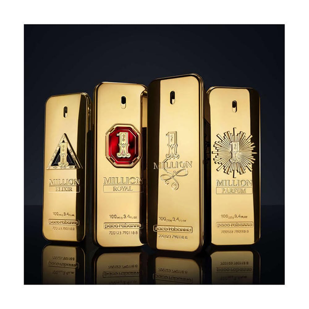 Paco Rabanne 1 Million Parfum etched logo detail conveys luxury