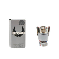 Paco Rabanne Invictus mini-bottle pour showcases travel-friendly size for on-the-go freshness.