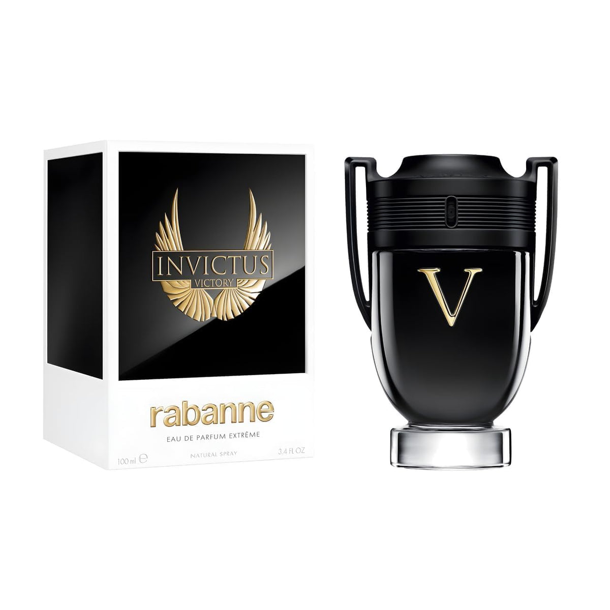 Paco Rabanne Invictus Victory bottle close-up for bold evening fragrance