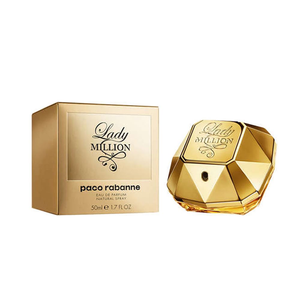 Paco Rabanne Lady Million bottle closeup showing luxe aroma for day-to-night wear