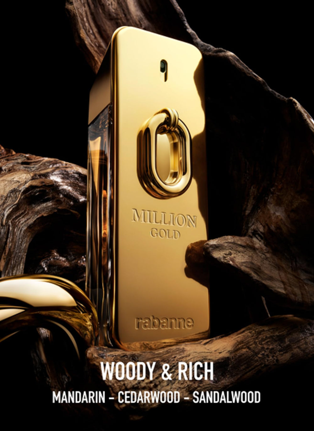 Paco Rabanne Million Gold Intense 3.4-ounce bottle showcases premium packaging for travel