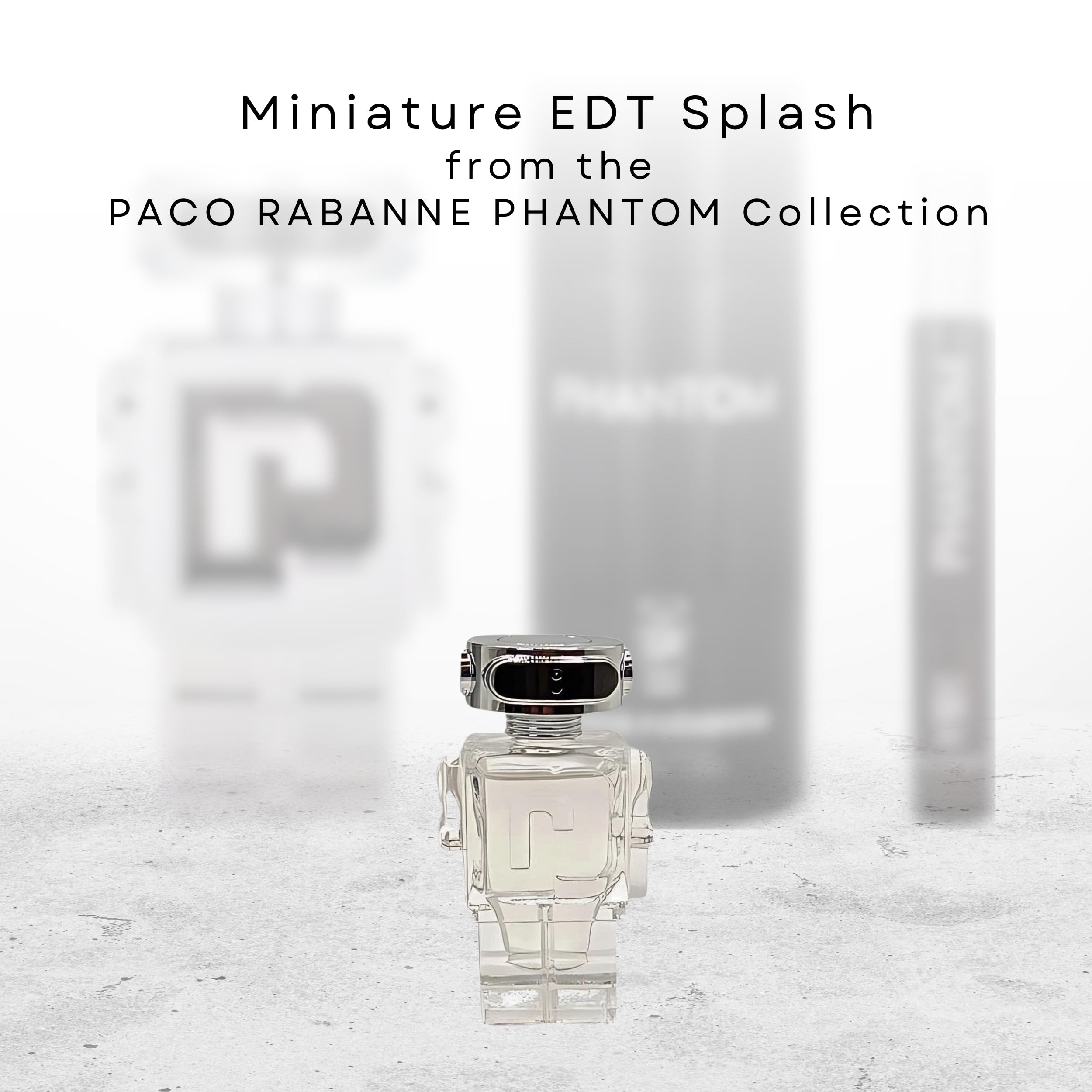 Paco Rabanne Phantom mini EDT side view reveals compact travel companion.