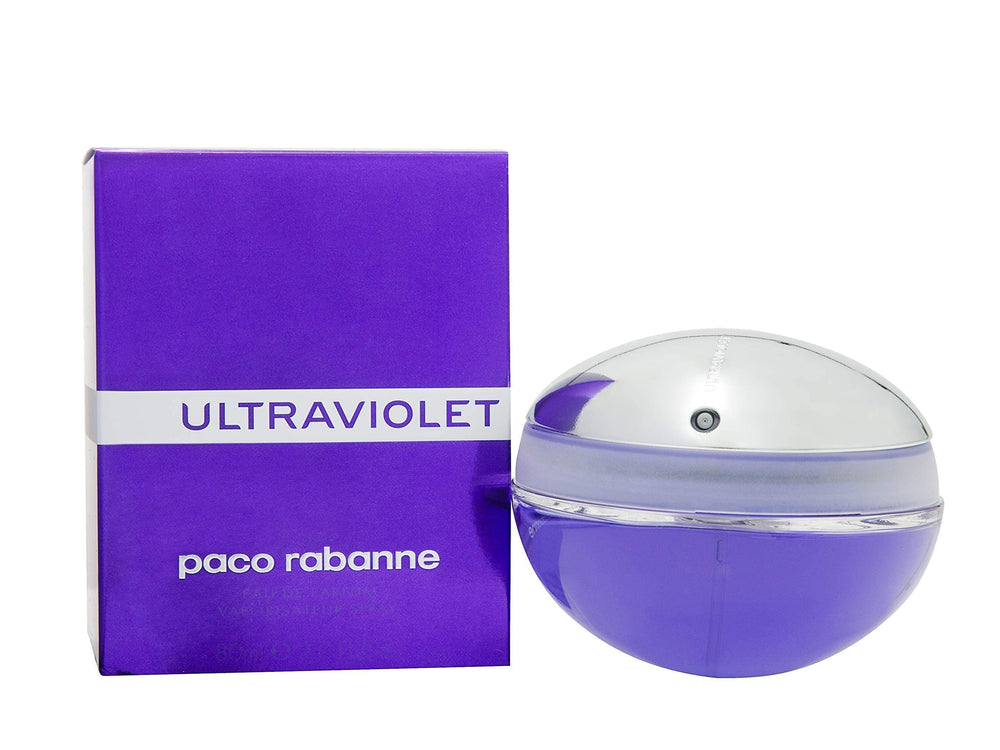 Paco Rabanne Ultraviolet EDP bottle close-up, clear glass and cap.