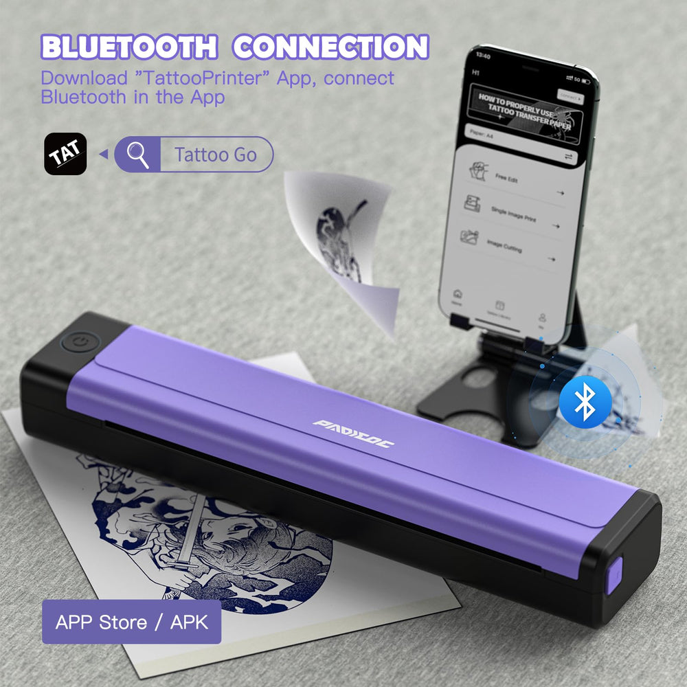 Padieoe Tattoo Stencil Printer with app setup enables seamless edits and printing.