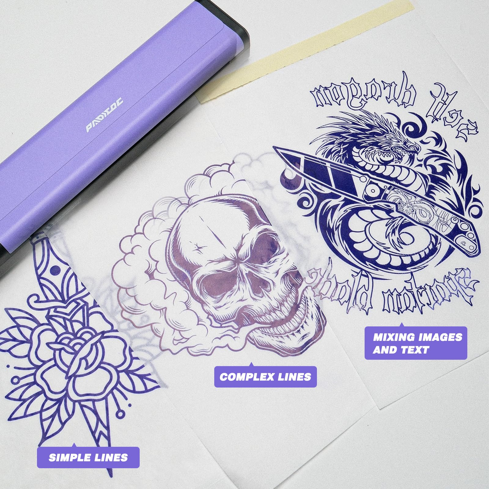 Padieoe kit includes printer transfer papers cable and manual.