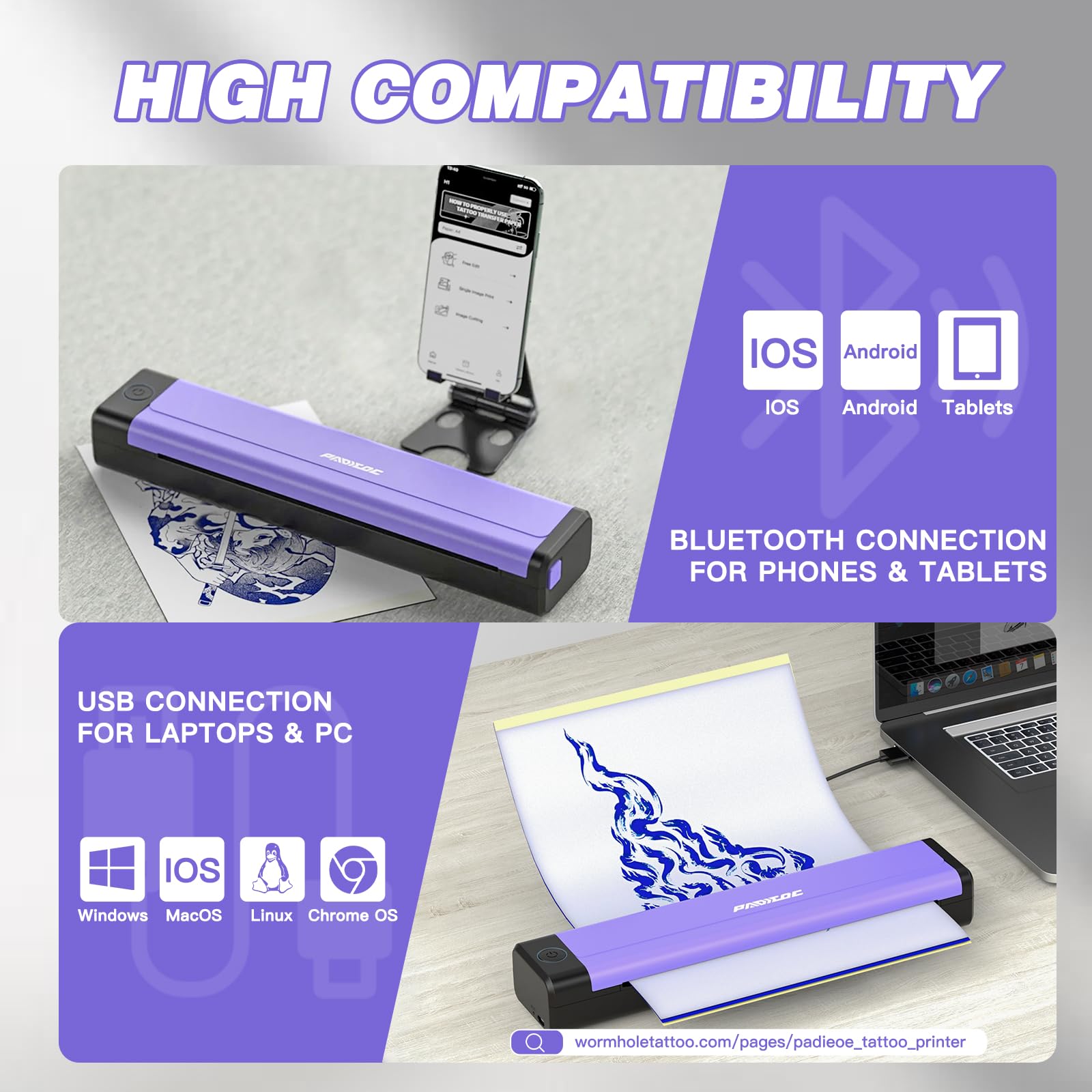 Padieoe Tattoo Stencil Printer portable use enables on the go sessions.
