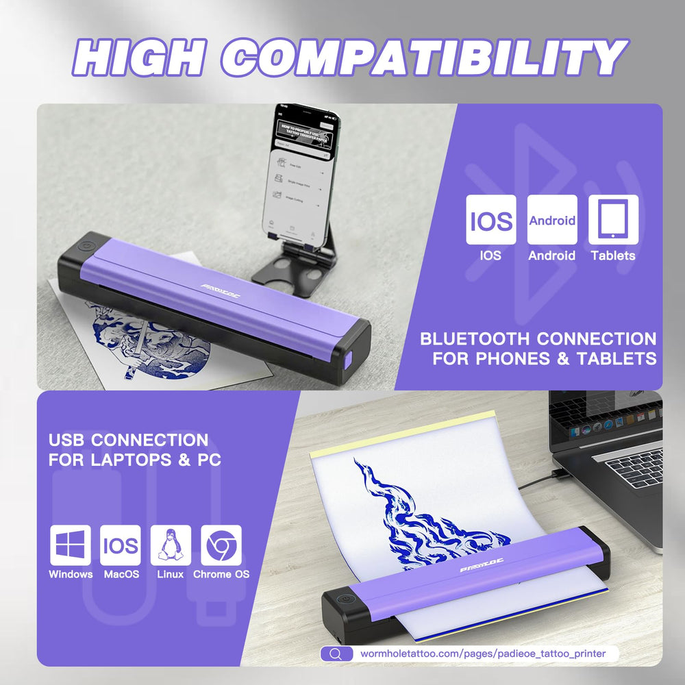 Padieoe Tattoo Stencil Printer portable use enables on the go sessions.