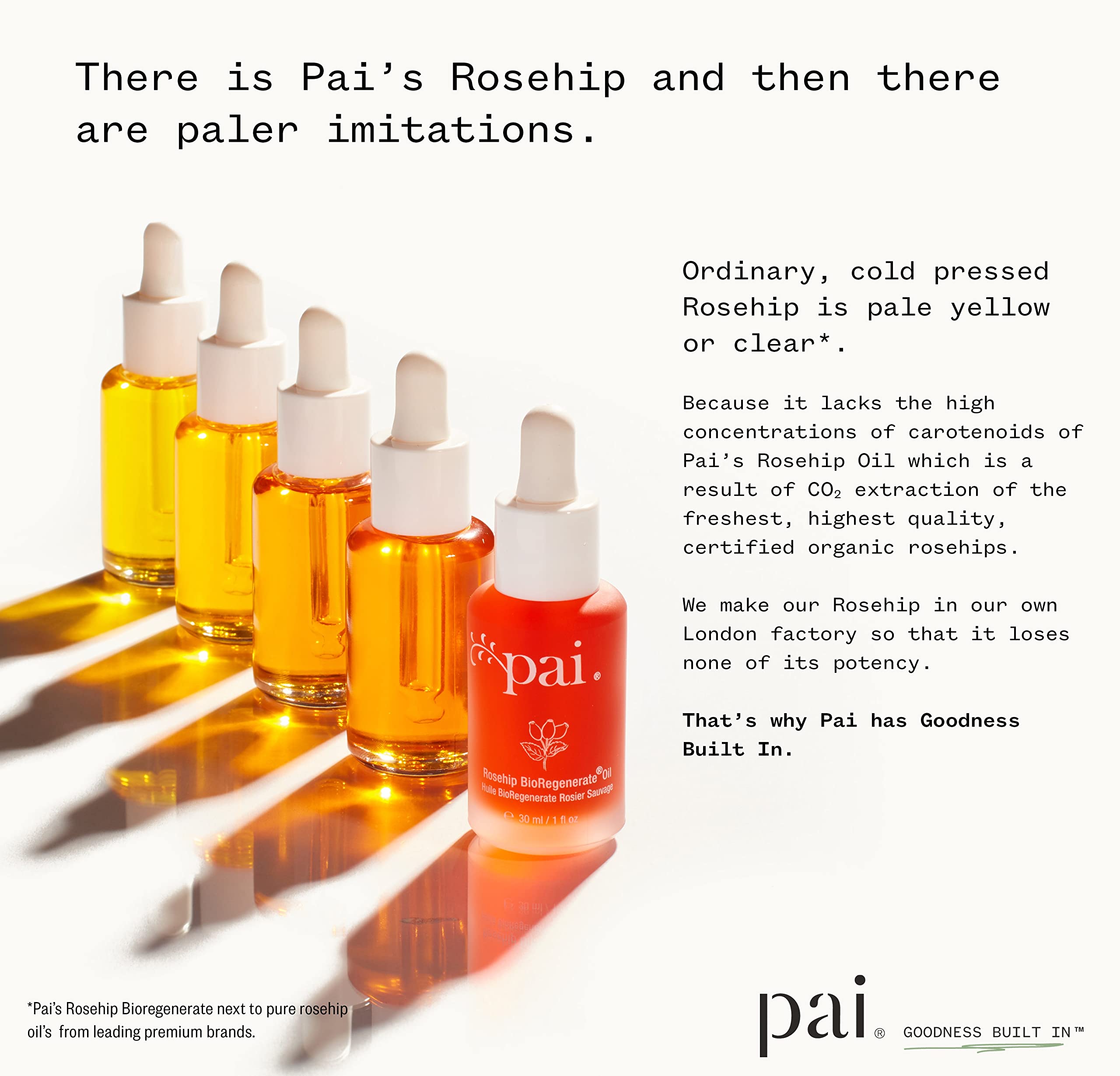 PAI SKINCARE Rosehip oil packaging highlights clean, vegan formula