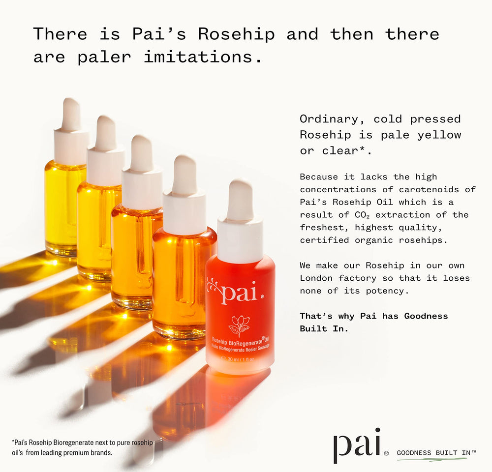 PAI SKINCARE Rosehip oil packaging highlights clean, vegan formula