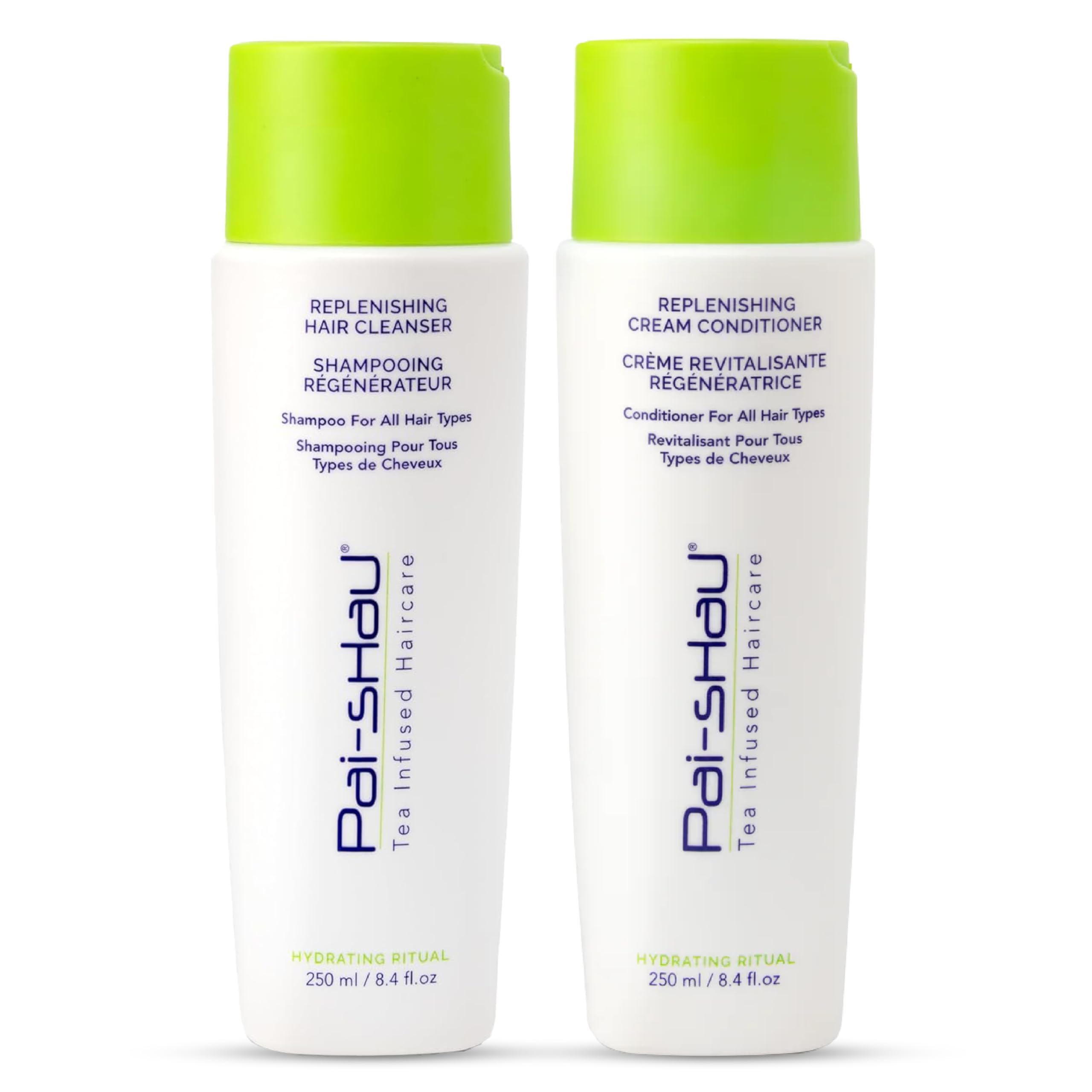 Pai-Shau replenishing cleanser bottle provides balanced hydration for all hair types