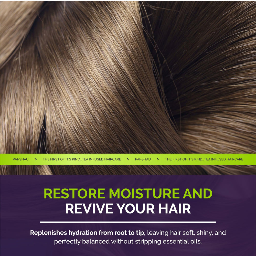 Pai-Shau replenishing cream conditioner dispenser highlighting creamy texture and smoothness