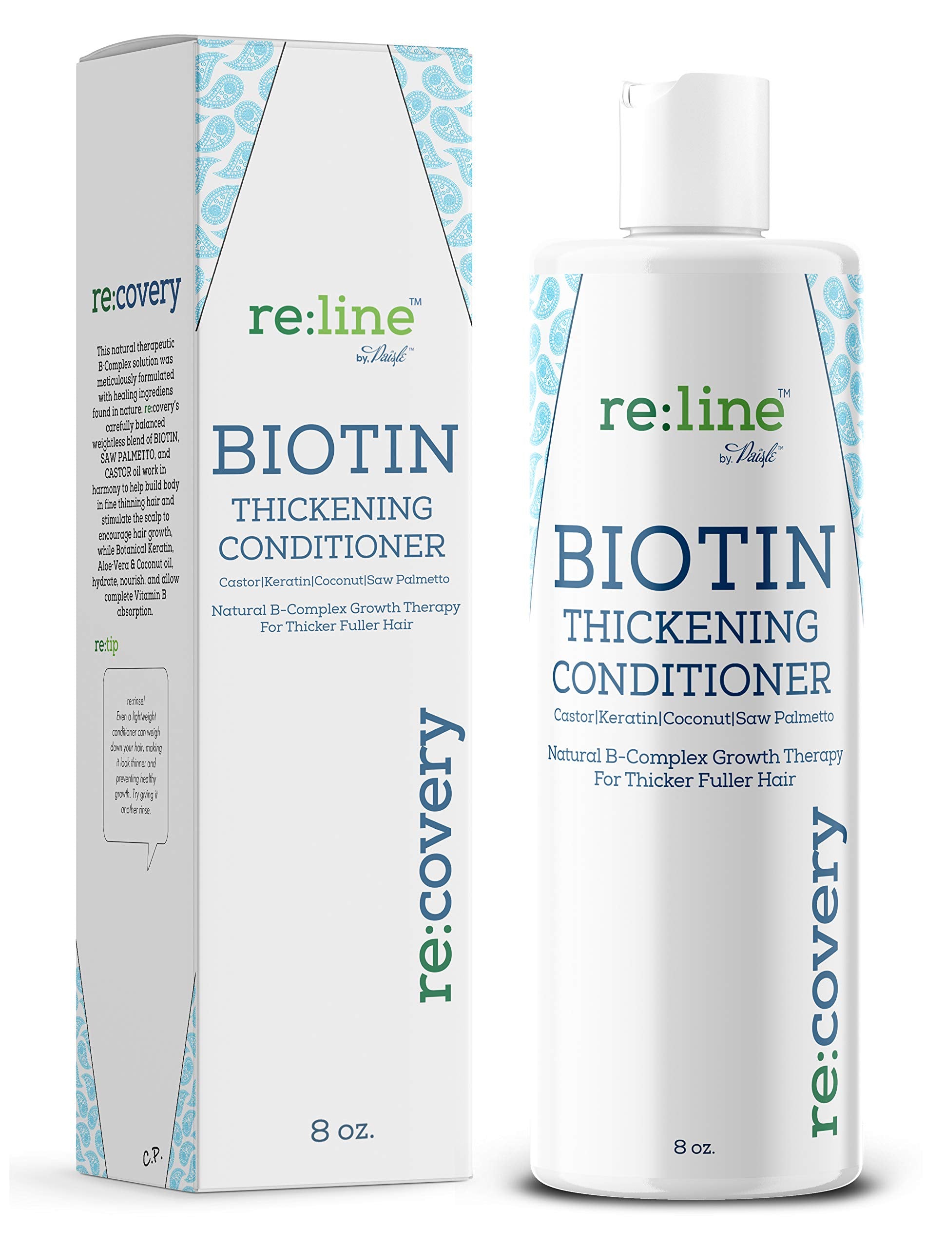 Paisle Botanics Biotin Hair Growth Conditioner bottle front for volumizing fine hair.