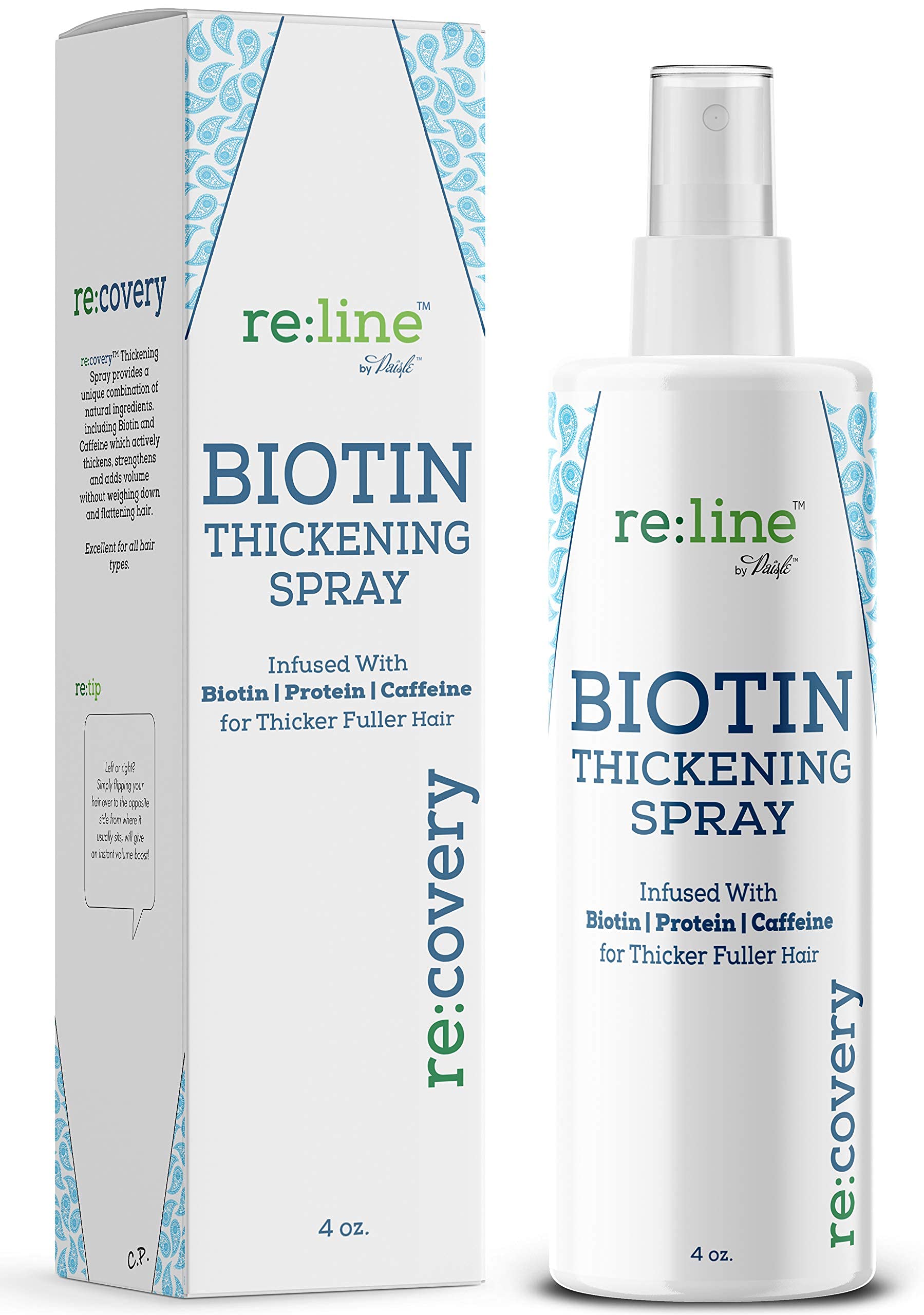 Paisle Botanics Biotin Hair Thickening Spray bottle delivers instant volume.