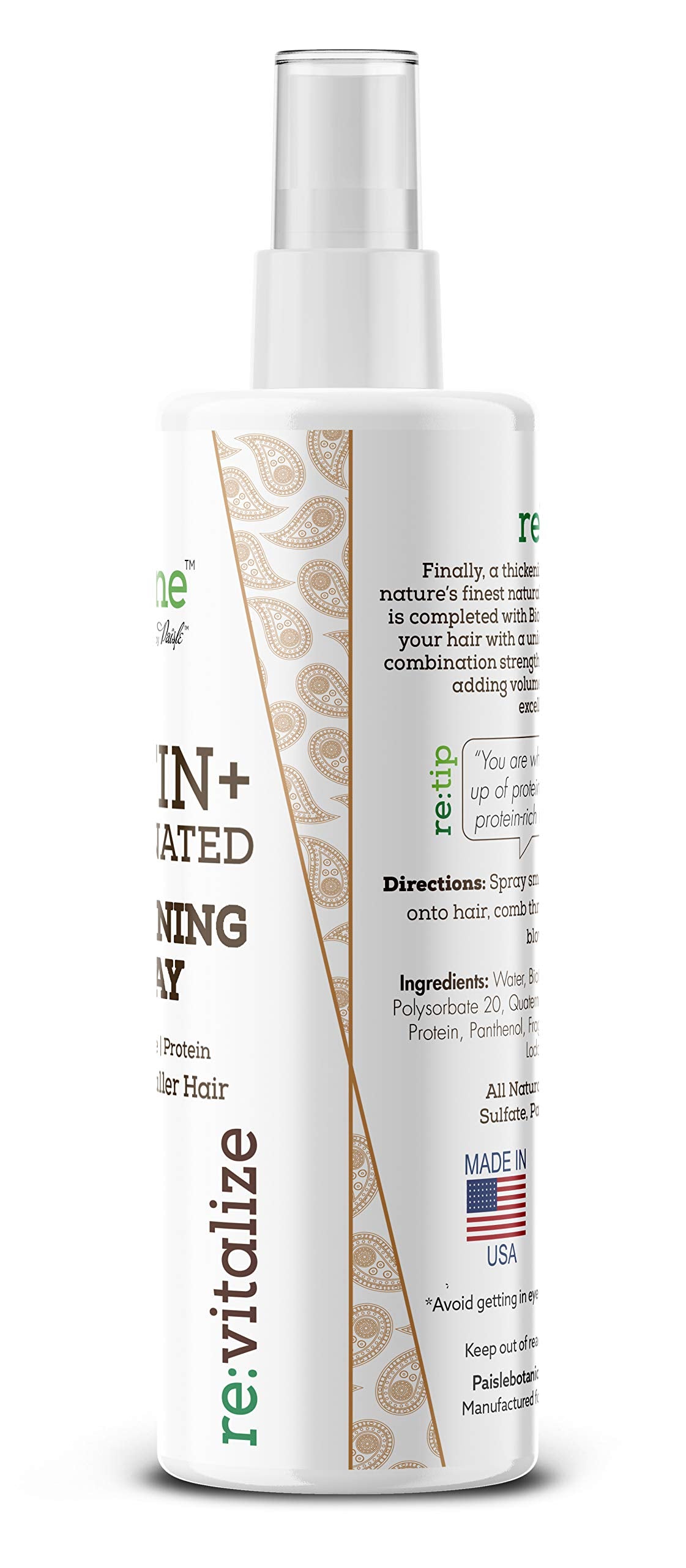 Paisle Botanics Biotin Thickening Spray on damp hair delivers quick texture and body.