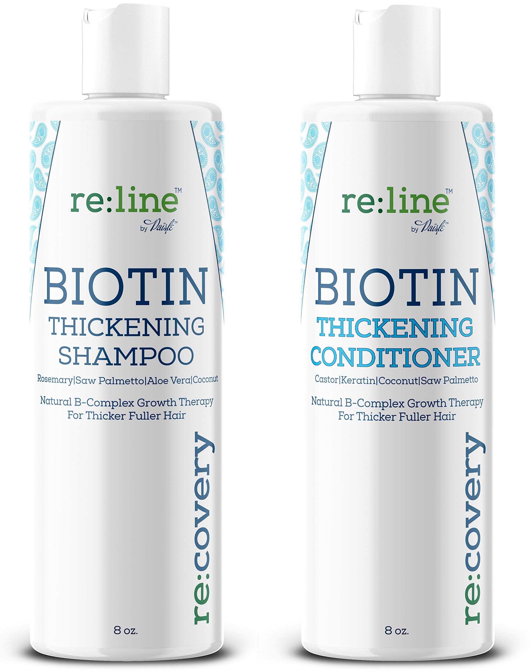 Paisle Botanics Biotin Shampoo bottle shows volumizing action for fuller-looking hair