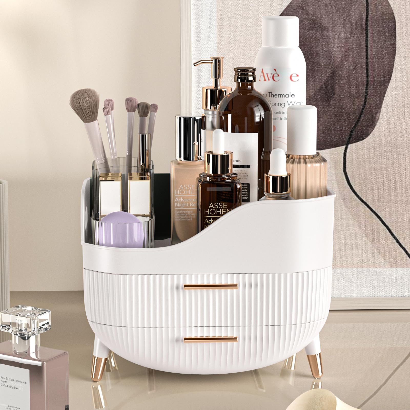 Pajiriona makeup organizer on bathroom counter for tidy vanity use