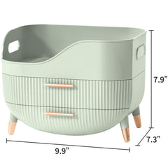 Pajiriona storage box with handle moves between rooms while keeping contents secure.
