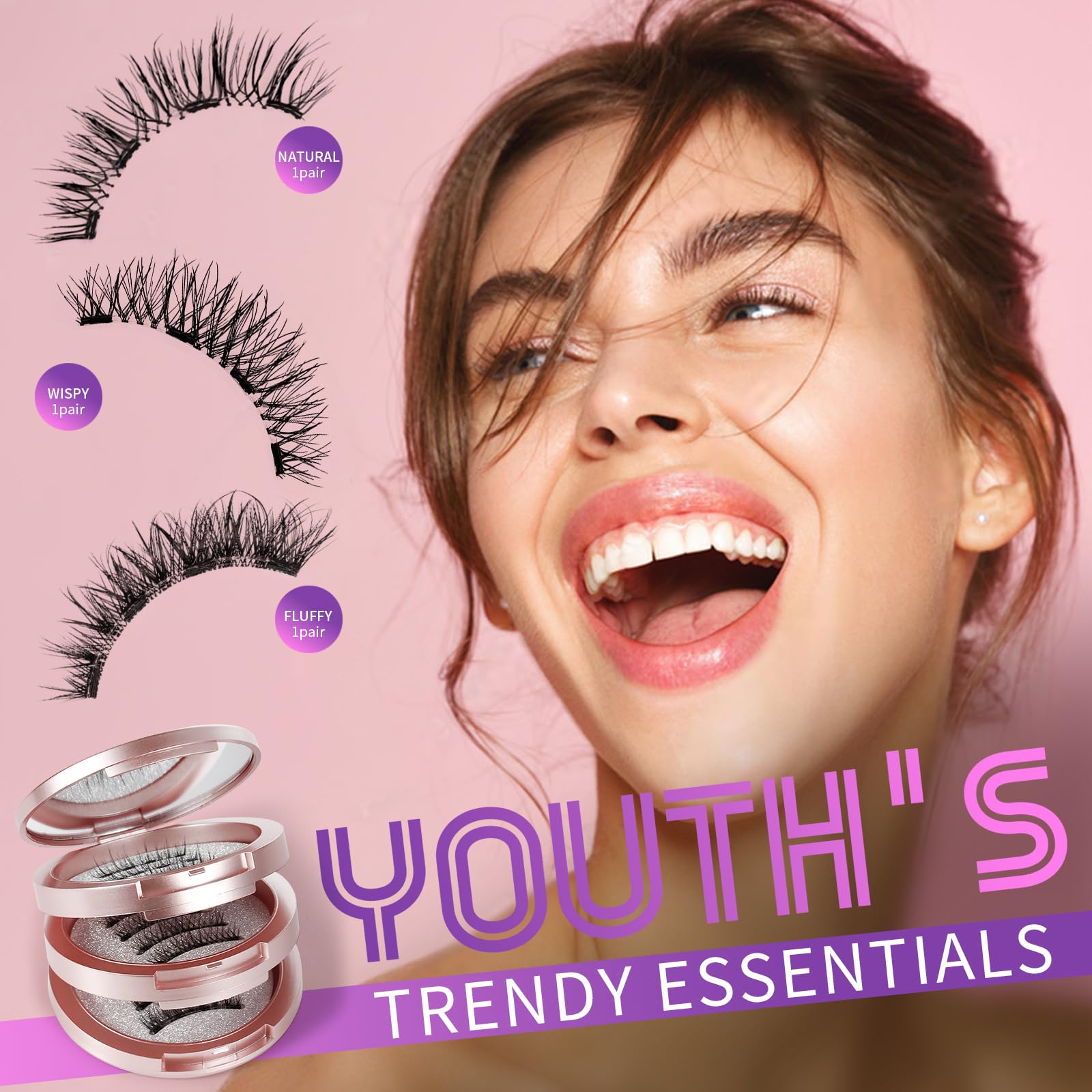 Palimainy magnetic eyelashes wispy style closeup for defined eyes and long wear.