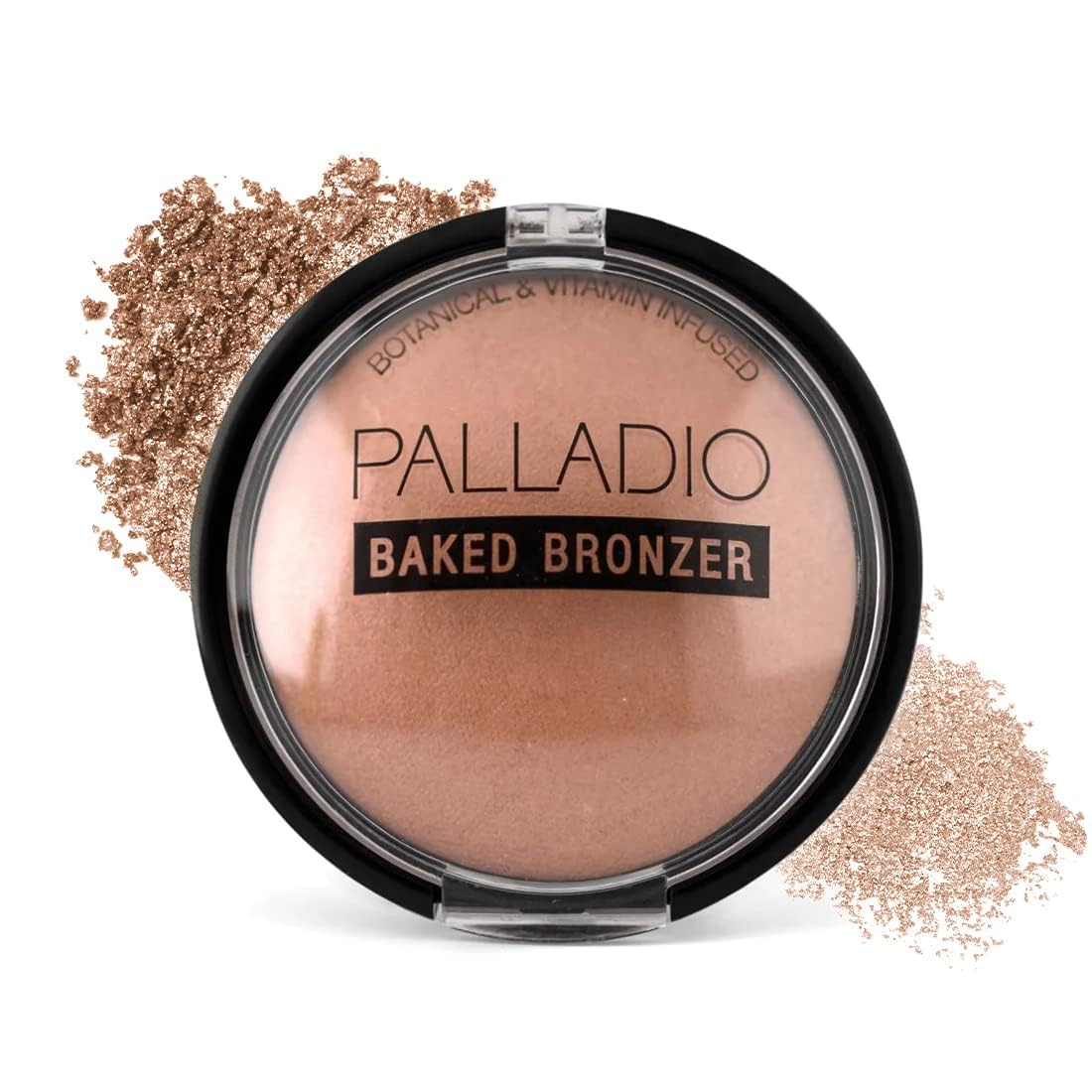 Palladio Baked Bronzer Atlantic Tan compact with luminous sun-kissed shimmer.