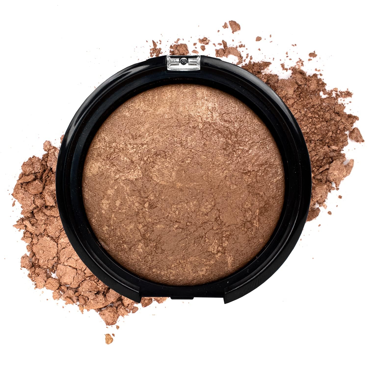 Palladio Baked Bronzer dry-use swatch highlights subtle glow and contour.