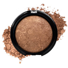 Palladio Baked Bronzer dry-use swatch highlights subtle glow and contour.
