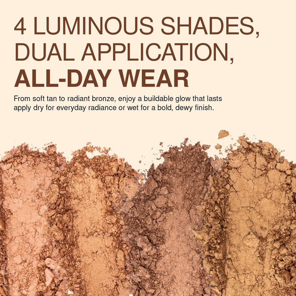 Palladio Baked Bronzer on the cheek highlights natural, long-lasting glow.