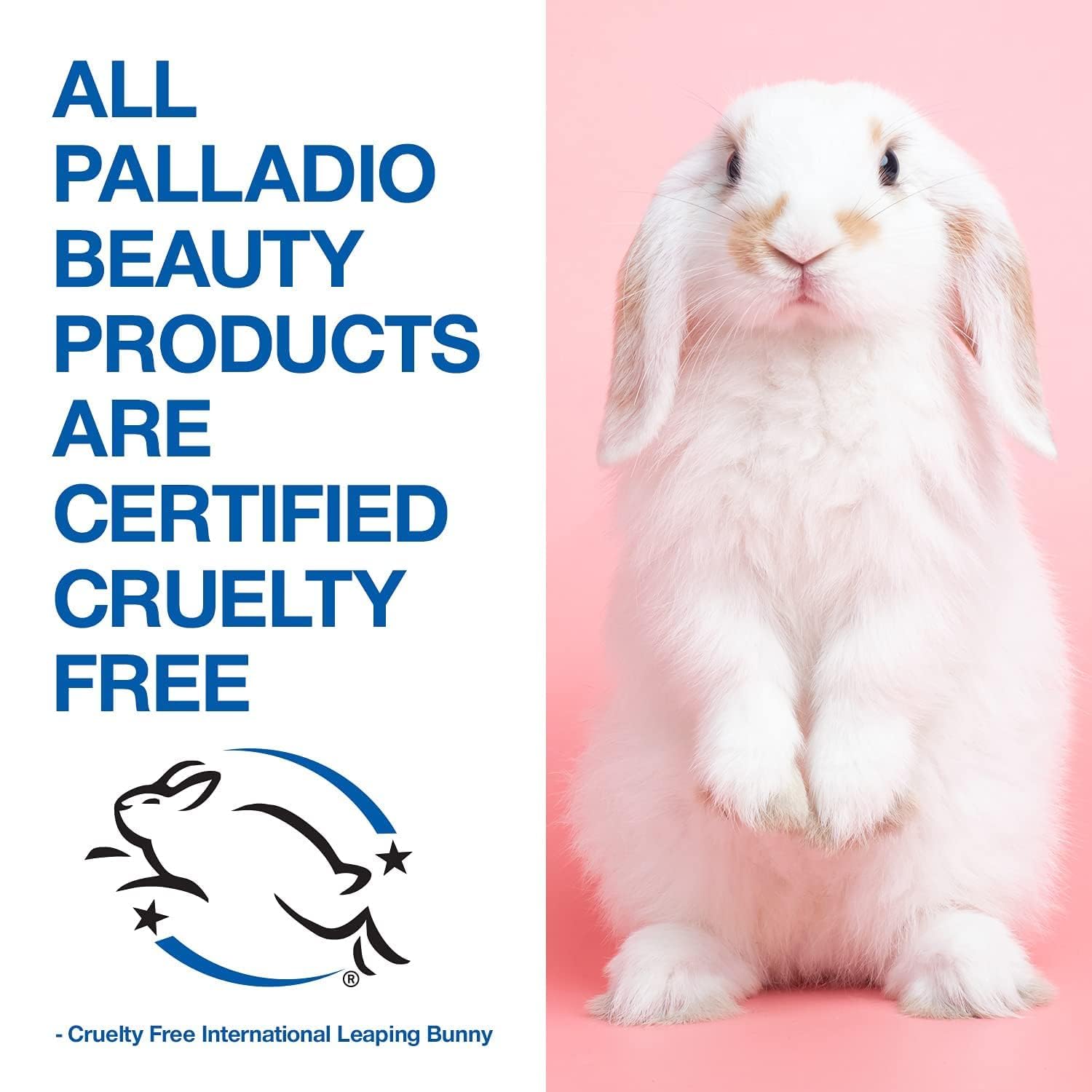 Palladio Baked Bronzer packaging closeup shows cruelty-free logo.