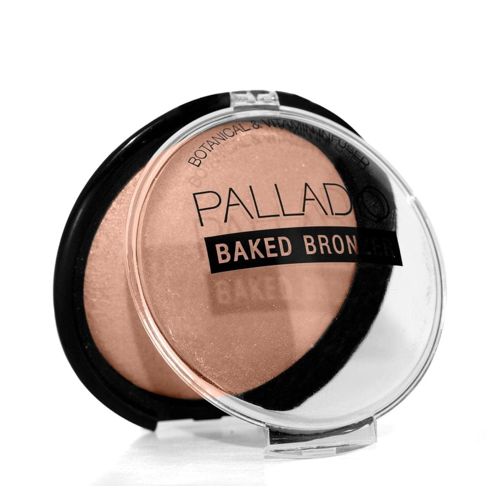 Palladio Baked Bronzer travel-ready compact highlights portable bronzing on the go.