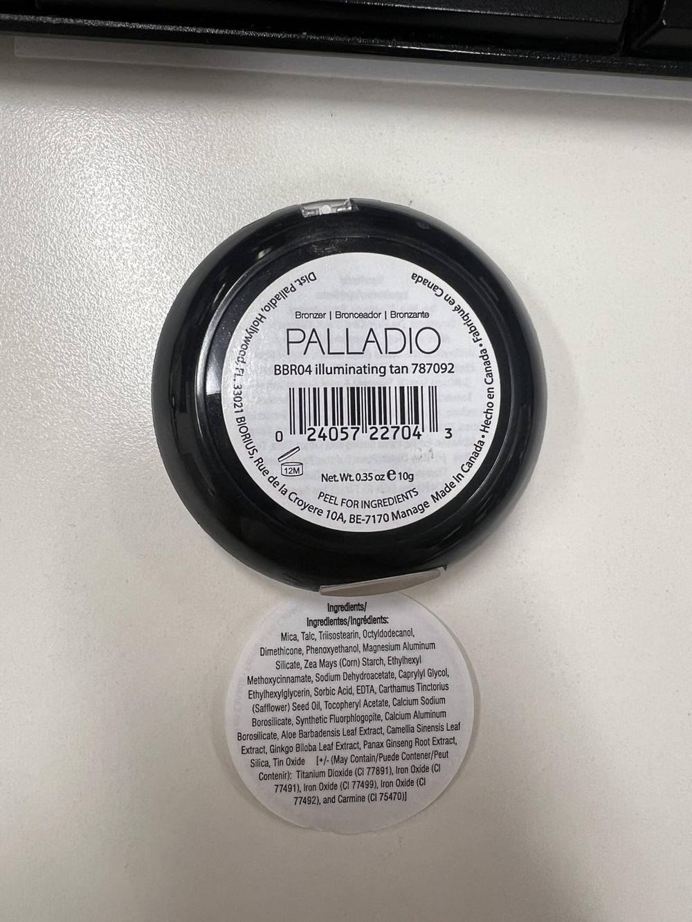 Palladio Baked Bronzer label confirms vegan, cruelty-free formula.