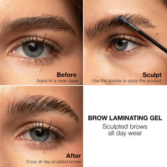 Palladio Brow Laminating Gel precision spoolie demonstrates controlled brow shaping