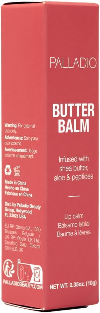 Palladio Butter Balm applied after lipstick to add shine and moisture