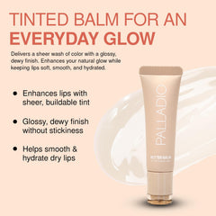 Palladio Butter Balm close-up shows natural color and glossy finish.