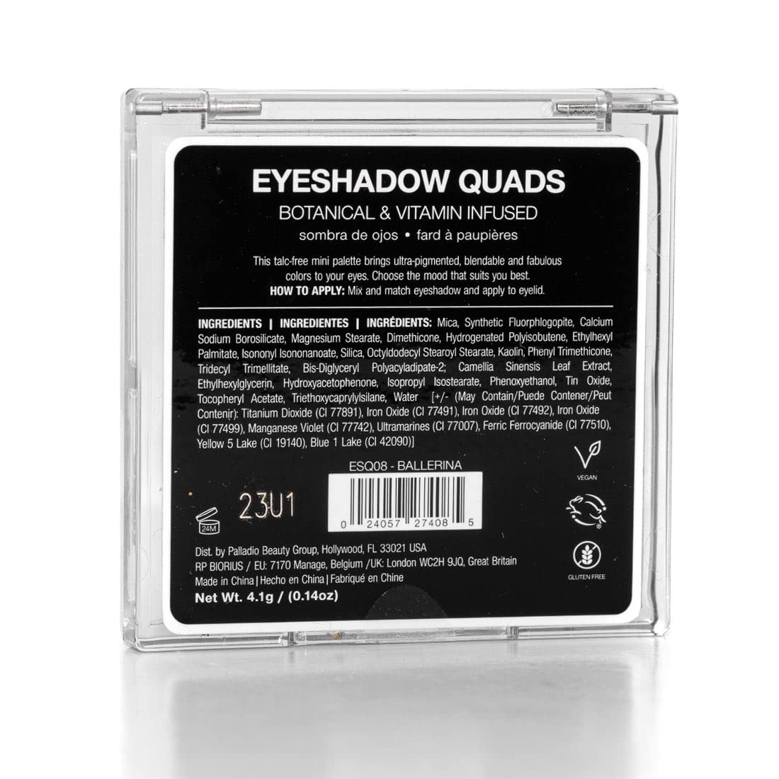Palladio Eyeshadow Quad botanicals-infused formula promotes comfortable wear