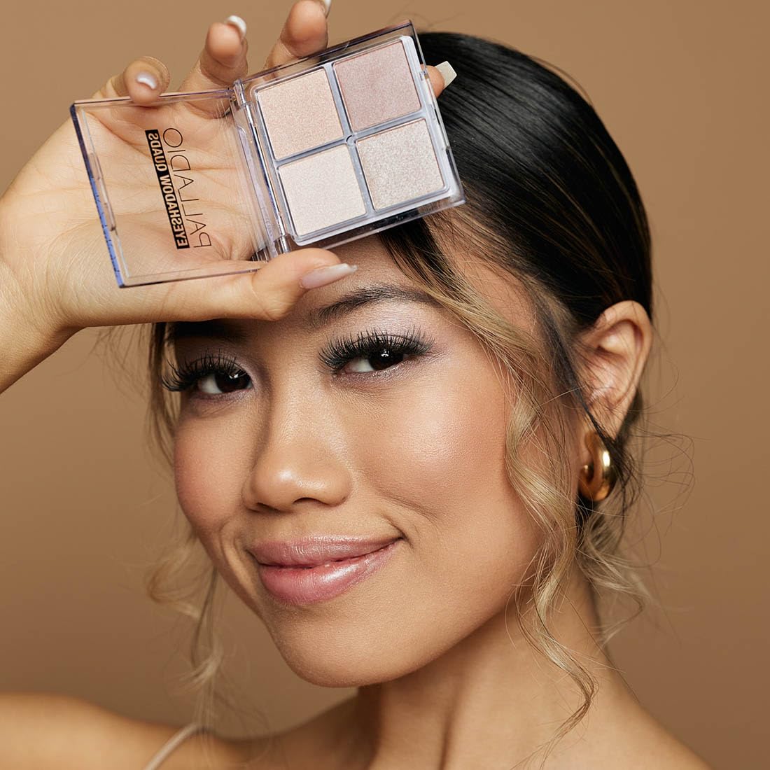 Palladio Eyeshadow Quad day-to-night look inspiration with complete shade set