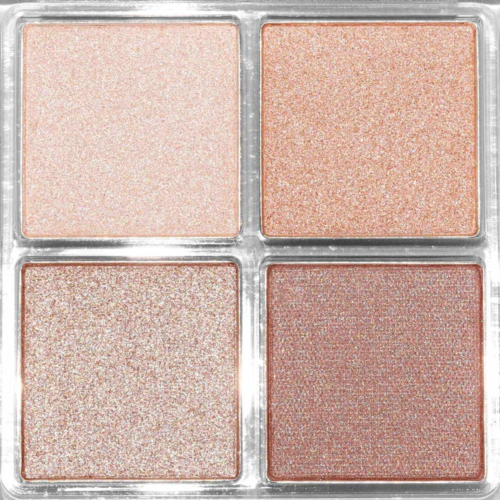 Palladio Eyeshadow Quad swatch on hand demonstrates four coordinated shades