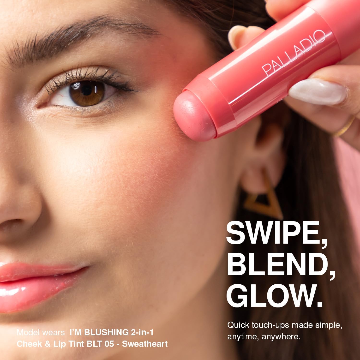 Palladio I'm Blushing texture closeup highlights creamy, breathable formula for easy blending.
