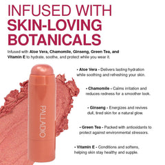 Palladio I'm Blushing tint applied to cheeks for a dewy, natural flush.