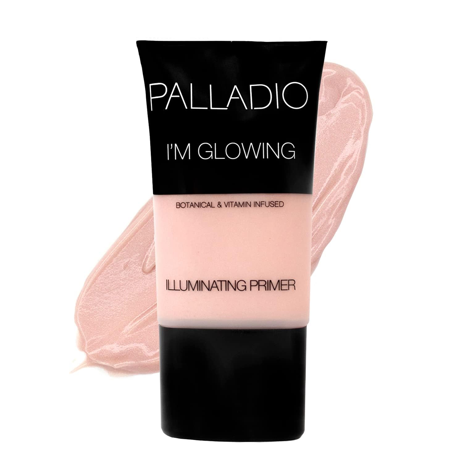 Palladio I'm Glowing Primer bottle with pearly pink glow for radiant complexion.
