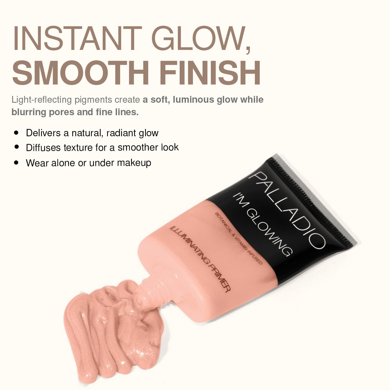 Palladio texture close-up shows creamy, blendable consistency for easy makeup prep.