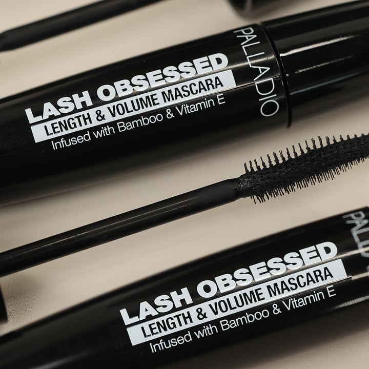 Palladio Lash Obsessed Mascara before after comparison shows length and fullness