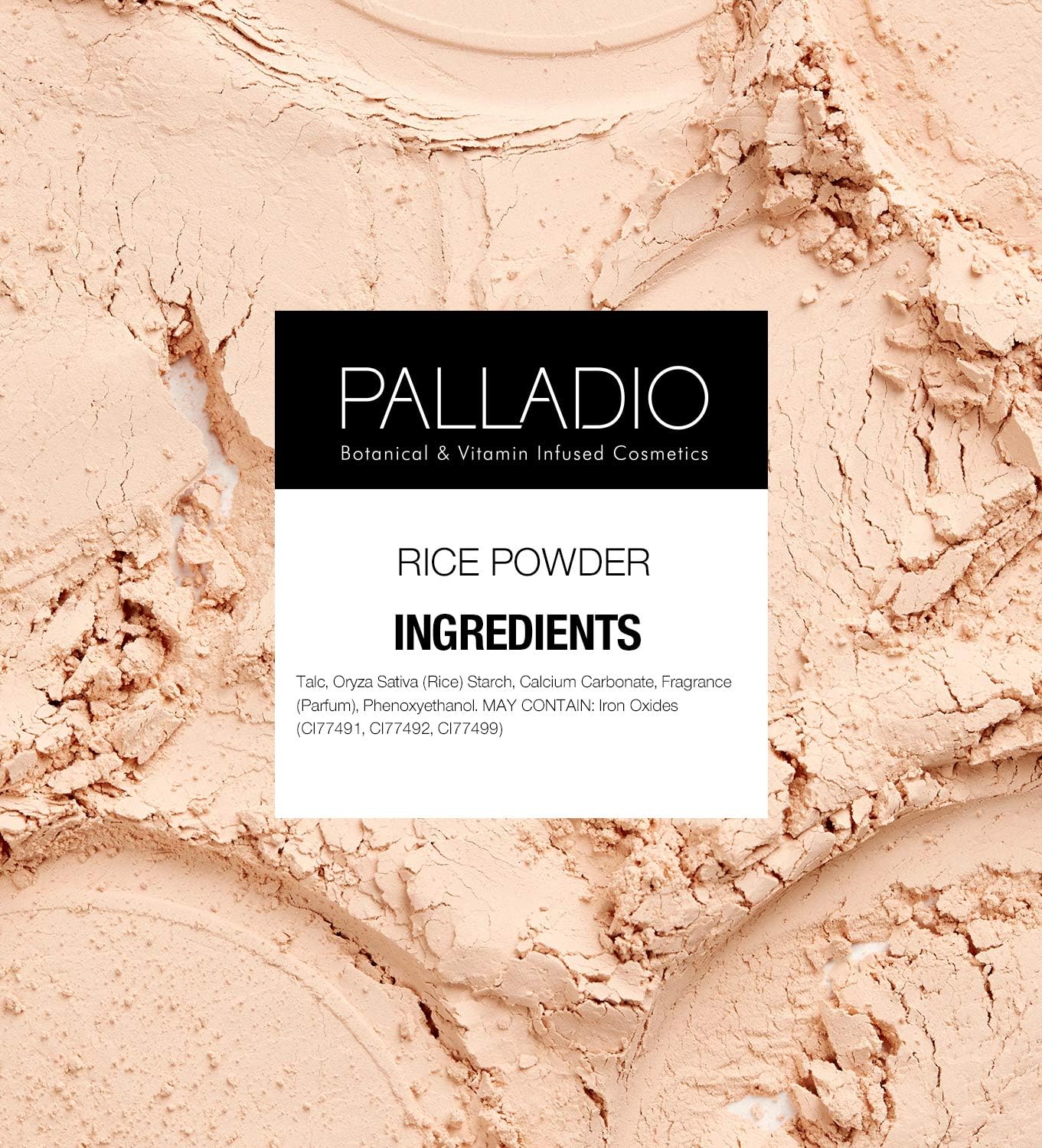 Palladio pressed rice powder natural packaging closeup signals portable convenience