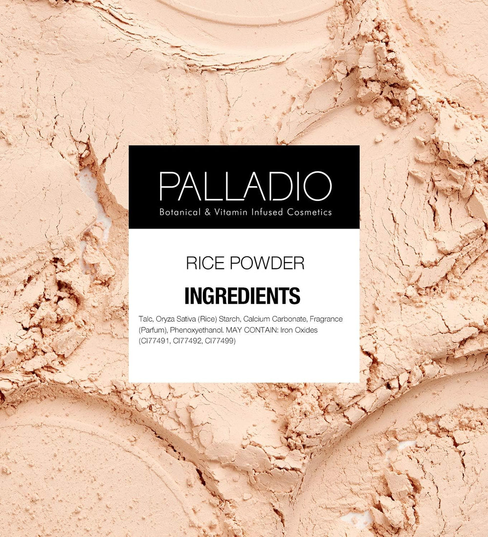 Palladio pressed rice powder natural packaging closeup signals portable convenience